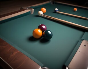 A criss-cross leather pool table pocket an 2 balls. Playing billiard. Billiard sport concept. Pool billiard game