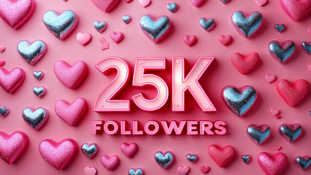 Celebrating 25k followers with festive pink hearts