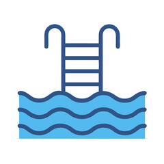 Swimming Pool with Ladder Steps Icon Design