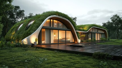 Obraz premium Concept of design eco future house, modern abstract, green architecture.