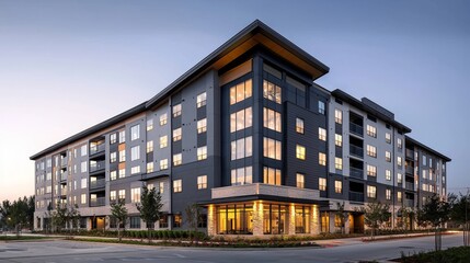 Luxury Apartments at Dusk: Modern Architectural Design
