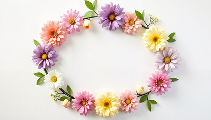 Spring Flower Wreath for Labor Day on White Background  