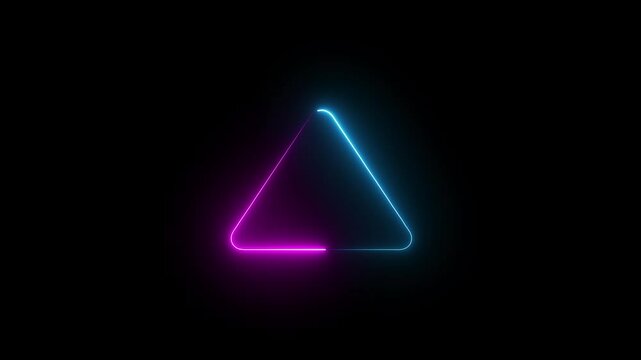 Abstract triangle frame animation. Glowing neon triangle border, Seamless loop background.