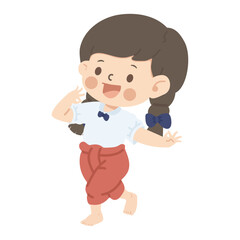 A playful girl dancing Thai with a smile