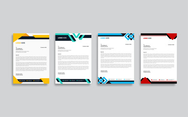 Clean and professional corporate company business letterhead template design with vector & illustration. color variation bundle