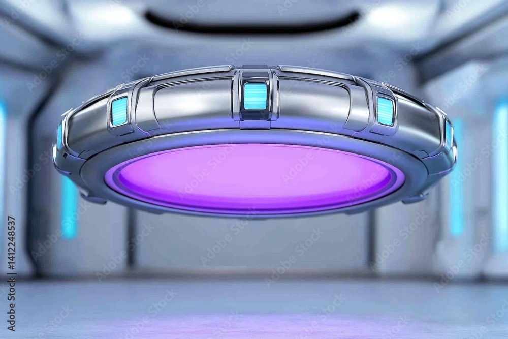 Aufkleber A floating energy core pulsating with neon plasma, set in a high-tech laboratory