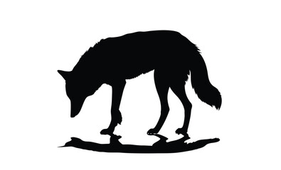 Jackal silhouette, Wild canine vector, Line art jackal illustration