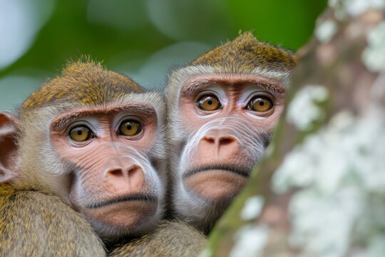 A group of baboons (Cercopithecidae family) grooming each other under the shade of a tree