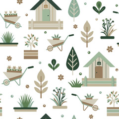 Seamless pattern. Gardening and ecology