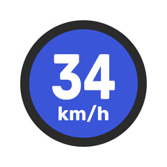 Speed limit sign 34 km h icon vector illustration sign background