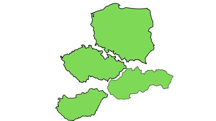 Visegrád Group member states political map. Visegrád Four, V4. Cultural and political alliance of Central European countries Czech Republic, Hungary, Poland and Slovakia. English. Illustration. Vector