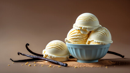 Delicious vanilla ice cream with vanilla bean accent