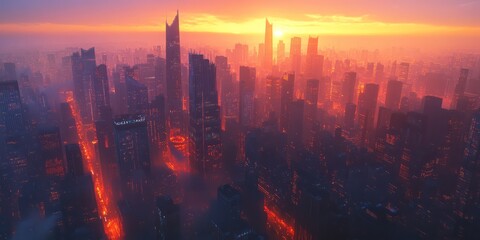 Fototapeta premium Cityscape dawn view