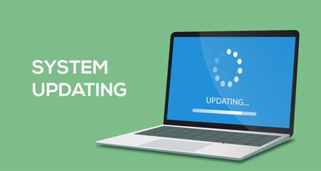 laptop computer software system update development concept vector illustration