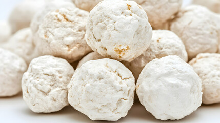 Close Up Pile Of White Spherical Food Items