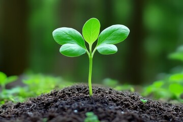 Fototapeta premium A time-lapse effect of a tiny seed sprouting into a green seedling