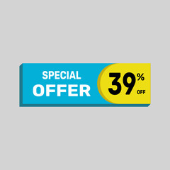 Special offer 39% sale banner. icon Vector illustration discount off on white background