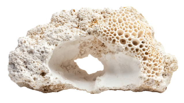Png of Close-up of a unique coral rock formation showcasing natural patterns and textures in shades of white. - Powered by Adobe