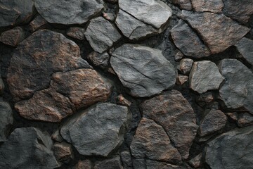 Fototapeta premium Rustic Dark Stone Wall: A Textured, Earthy Composition