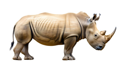 Fototapeta premium Majestic Rhino Isolated on White Background for Graphic Design Projects
