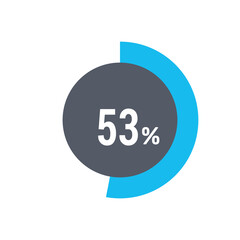 Circle percentage diagrams 53% icon vector ready to use for web design, user interface for business