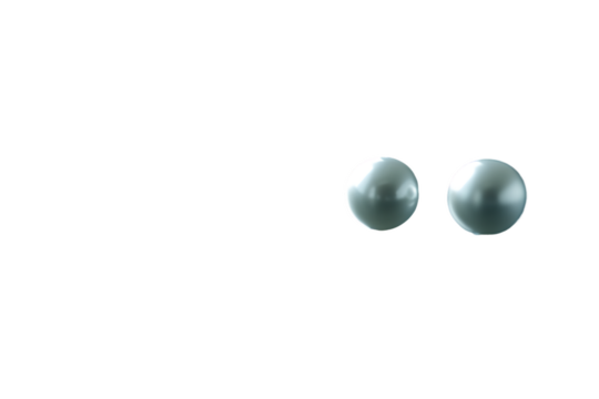 Two Spheres, Metallic Sheen, Isolated on White.
