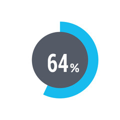 Circle percentage diagrams 64% icon vector ready to use for web design, user interface for business