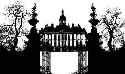 Fototapeta premium Silhouette of Baroque style Palace design, Baroque style Palace vector graphic