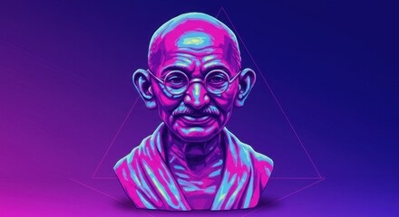 Pop Art Mahatma Gandhi Bust in Vibrant Colors