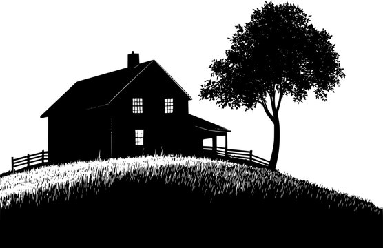 Silhouette of Farmhouse style Bunkhouse design, Farmhouse style Bunkhouse vector graphic
