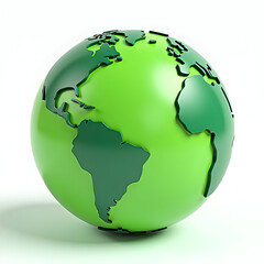 Stylized Earth for Earth Day: Green and Blue Planet. 3D globe illustration symbolizing environmental awareness and sustainability. Celebrate Earth day.