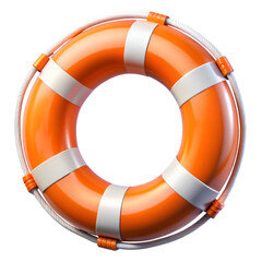 Orange Life Preserver with White Stripe on White