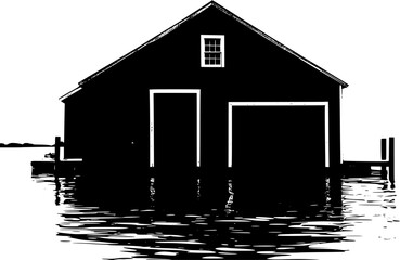 Silhouette of Modern Farmhouse style Residence design, Modern Farmhouse style Residence vector graphic