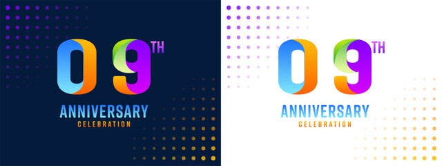09st anniversary logo vector for business, wedding, greeting, background