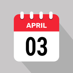 3 april calendar icon vector illustration graphic design