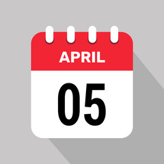 5 april calendar icon vector illustration graphic design