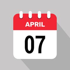7 april calendar icon vector illustration graphic design