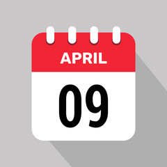9 april calendar icon vector illustration graphic design