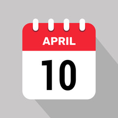 10 april calendar icon vector illustration graphic design