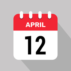 12 april calendar icon vector illustration graphic design