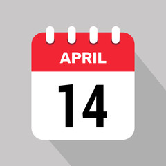 14 april calendar icon vector illustration graphic design
