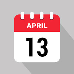 13 april calendar icon vector illustration graphic design