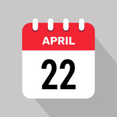 22 april calendar icon vector illustration graphic design