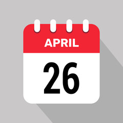 26 april calendar icon vector illustration graphic design