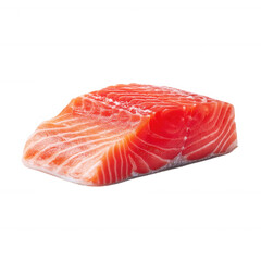 Fresh Raw Salmon Fillet Meat Slice Isolated Healthy Seafood on Cutout Transparent Background