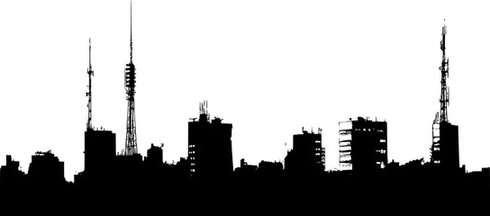 Silhouette of Modern style Broadcasting facility design, Modern style Broadcasting facility vector image