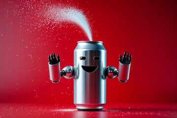 Soda Can Robot Spraying Water