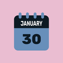 30 january calendar icon date monthly graphic design.