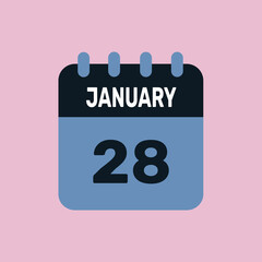 28 january calendar icon date monthly graphic design.