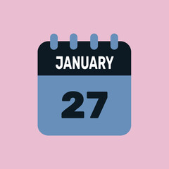 27 january calendar icon date monthly graphic design.